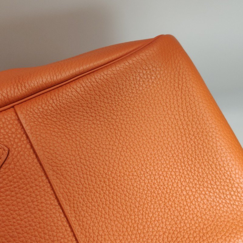 Hermes Lindy34旋扣單肩包Clemence（TC）牛皮銀扣93愛馬仕橙框R刻-23