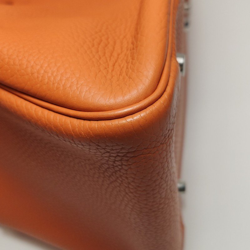 Hermes Lindy34旋扣單肩包Clemence（TC）牛皮銀扣93愛馬仕橙框R刻-28