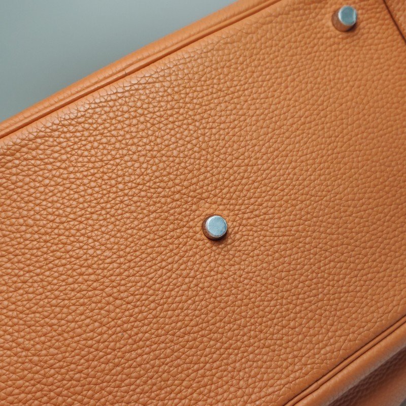 Hermes Lindy34旋扣單肩包Clemence（TC）牛皮銀扣93愛馬仕橙框R刻-30