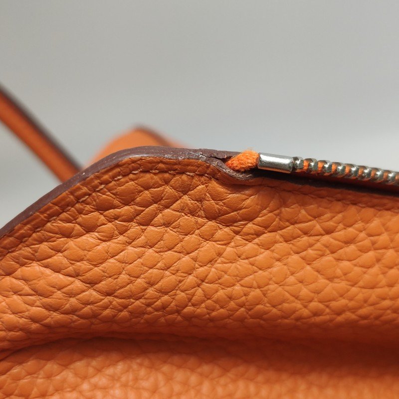 Hermes Lindy34旋扣單肩包Clemence（TC）牛皮銀扣93愛馬仕橙框R刻-31