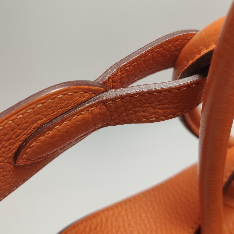 Hermes Lindy34旋扣單肩包Clemence（TC）牛皮銀扣93愛馬仕橙框R刻-32