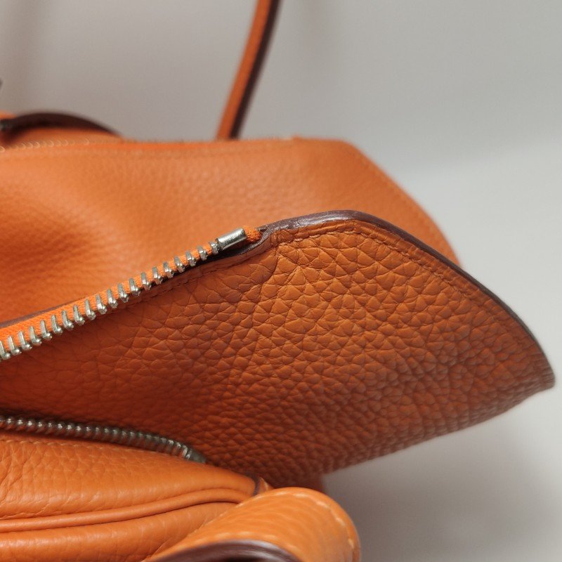 Hermes Lindy34旋扣單肩包Clemence（TC）牛皮銀扣93愛馬仕橙框R刻-33