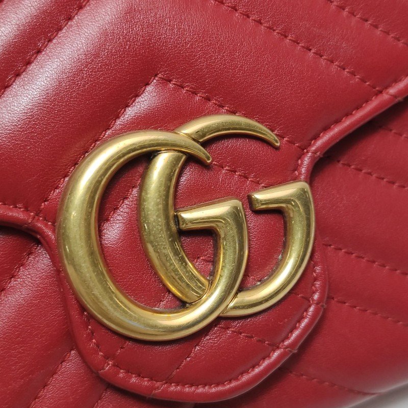 Gucci GG Marmont迷你牛皮V紋絎縫雙G標誌信封包斜背包單肩包-10