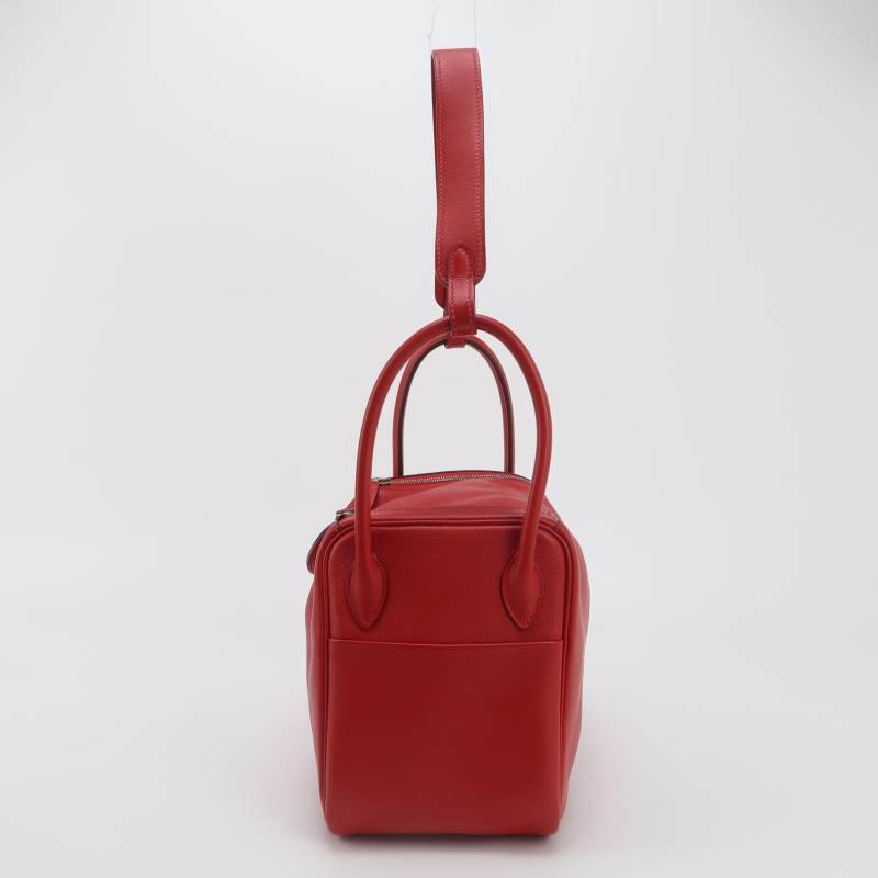 Hermes Lindy26旋扣單肩包Swift牛皮銀扣Q5國旗紅X刻-2