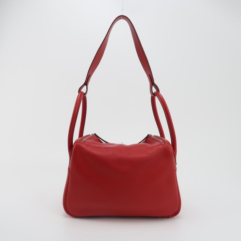 Hermes Lindy26旋扣單肩包Swift牛皮銀扣Q5國旗紅X刻-4