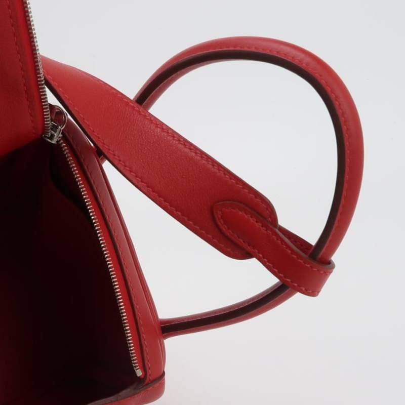 Hermes Lindy26旋扣單肩包Swift牛皮銀扣Q5國旗紅X刻-6