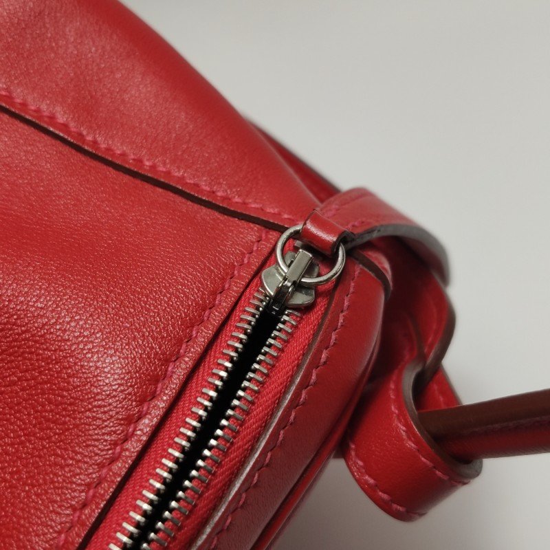 Hermes Lindy26旋扣單肩包Swift牛皮銀扣Q5國旗紅X刻-11