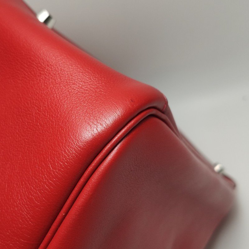 Hermes Lindy26旋扣單肩包Swift牛皮銀扣Q5國旗紅X刻-16