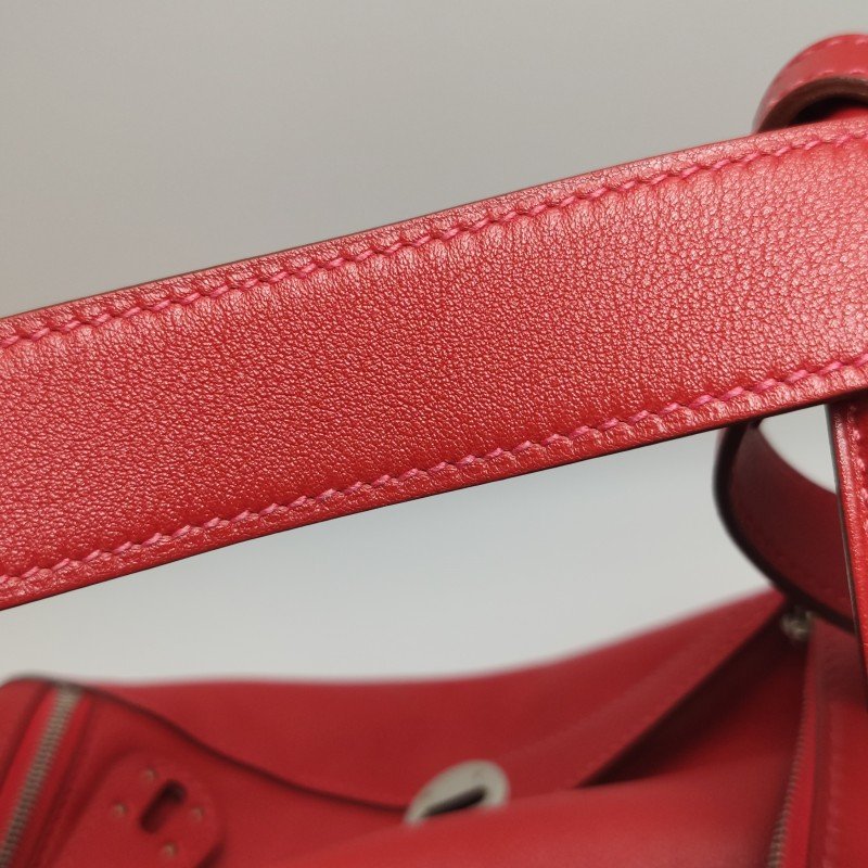 Hermes Lindy26旋扣單肩包Swift牛皮銀扣Q5國旗紅X刻-20