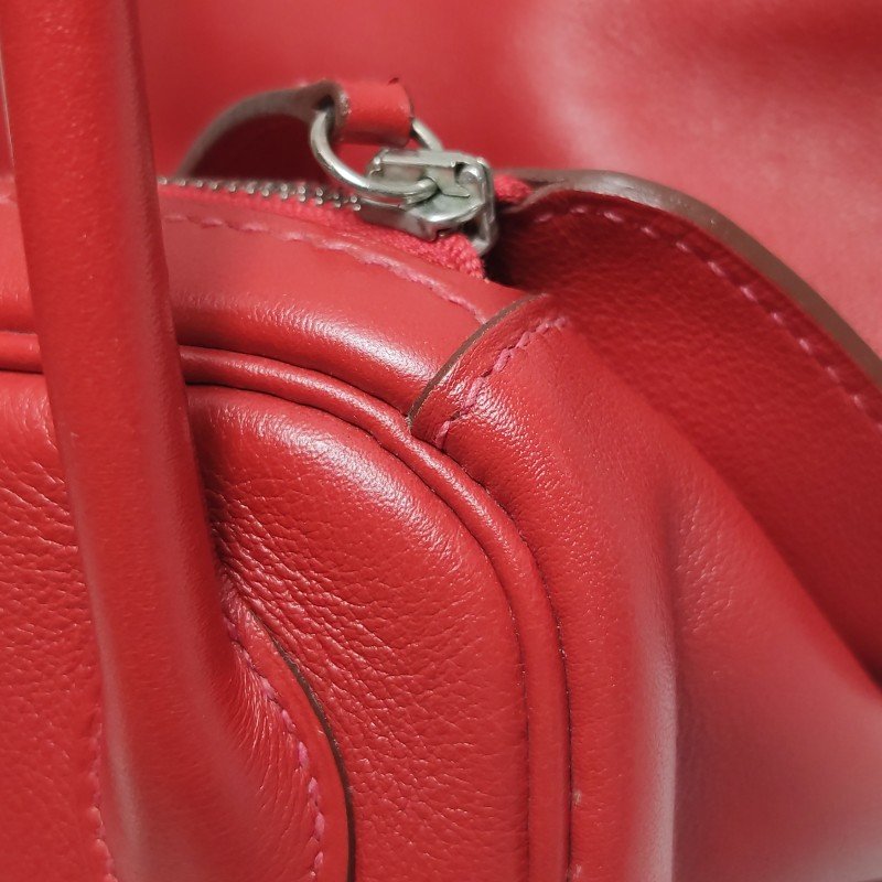Hermes Lindy26旋扣單肩包Swift牛皮銀扣Q5國旗紅X刻-24