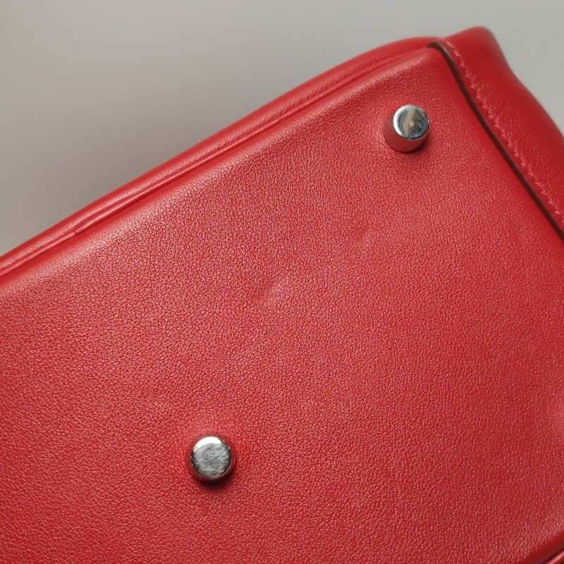 Hermes Lindy26旋扣單肩包Swift牛皮銀扣Q5國旗紅X刻-27