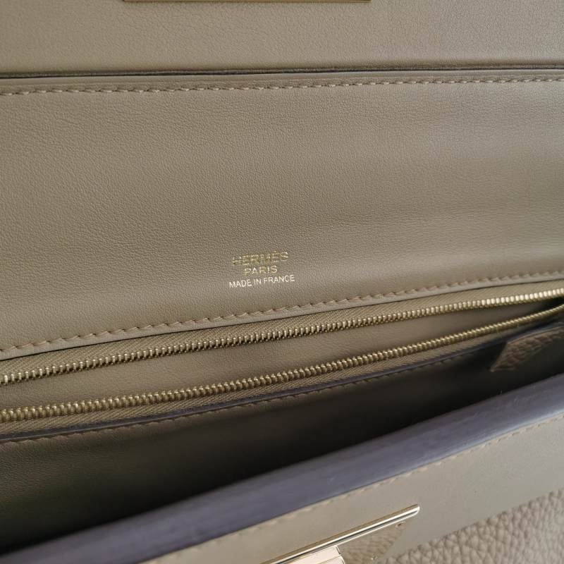 Hermes 24/2429旋扣手提單肩包Swift牛皮Togo牛皮香檳金扣8Q瑪爾法米色W刻-7