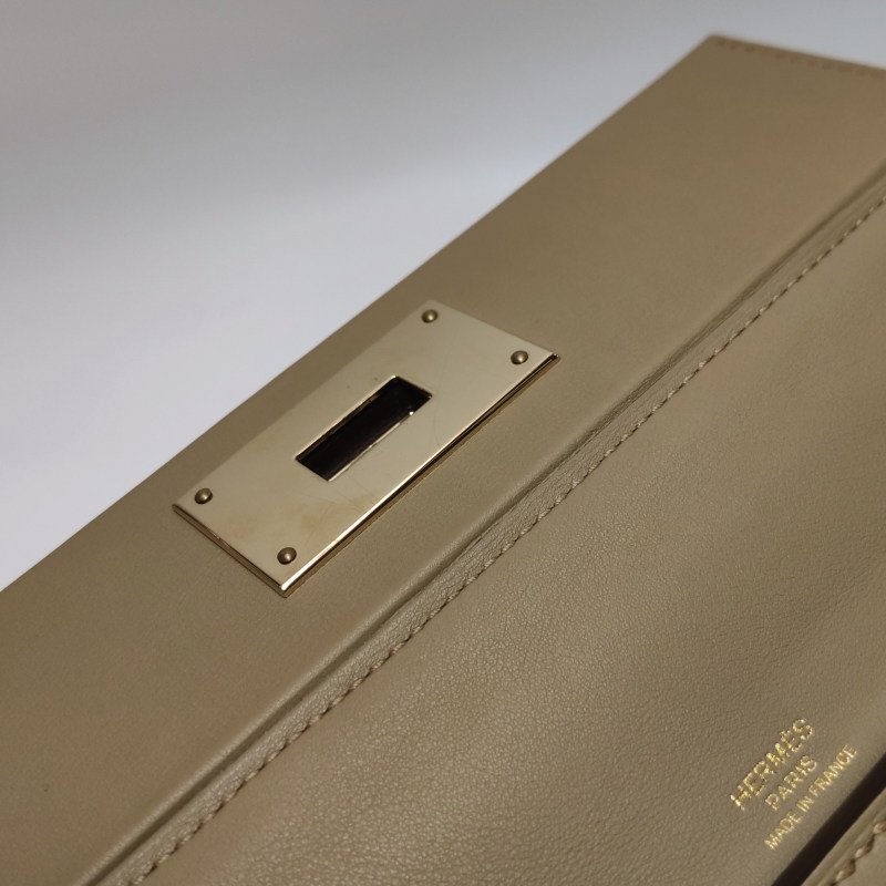 Hermes 24/2429旋扣手提單肩包Swift牛皮Togo牛皮香檳金扣8Q瑪爾法米色W刻-14