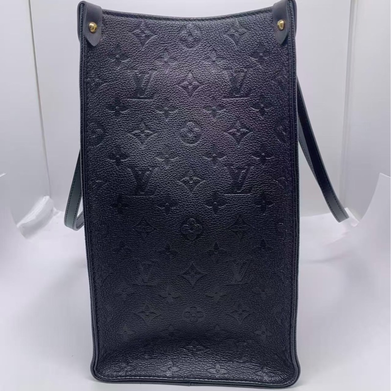 H260301)gz)Lv onthego大號黑色全皮壓紋手提包單肩包-1