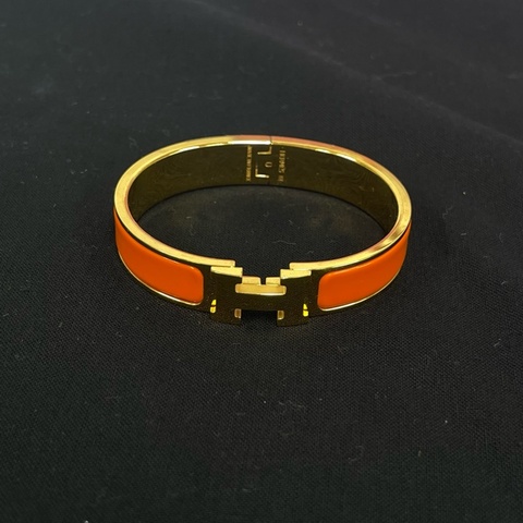 Hermès 愛馬仕經典 H橙色琺瑯手鐲