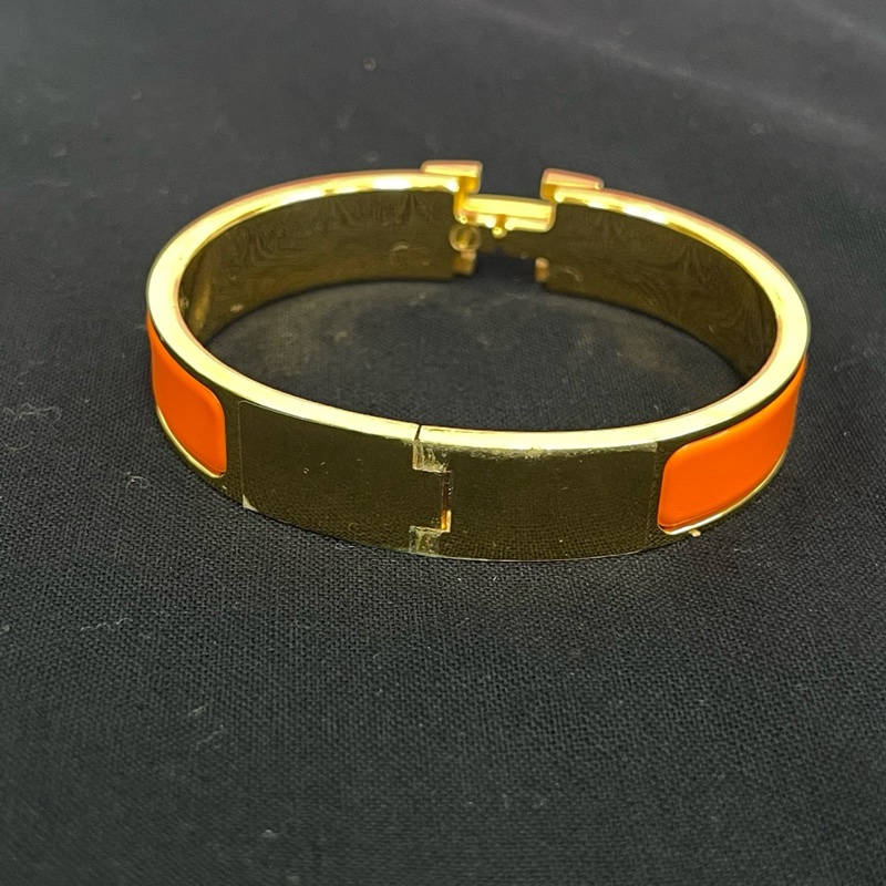 Hermès 愛馬仕經典 H橙色琺瑯手鐲-2