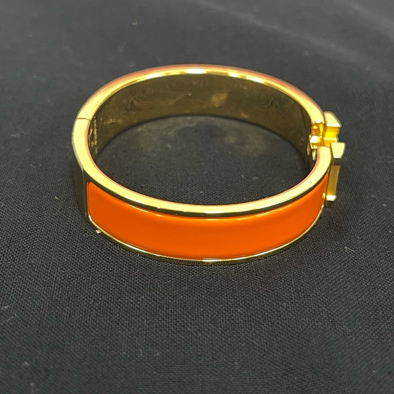 Hermès 愛馬仕經典 H橙色琺瑯手鐲-3