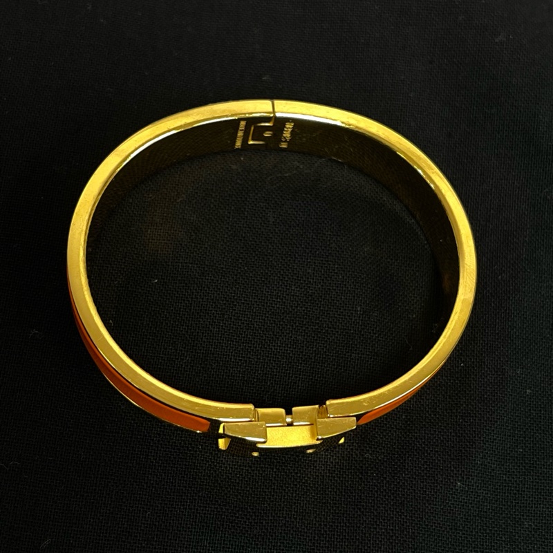 Hermès 愛馬仕經典 H橙色琺瑯手鐲-4