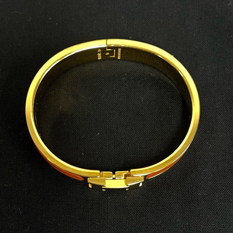 Hermès 愛馬仕經典 H橙色琺瑯手鐲-5