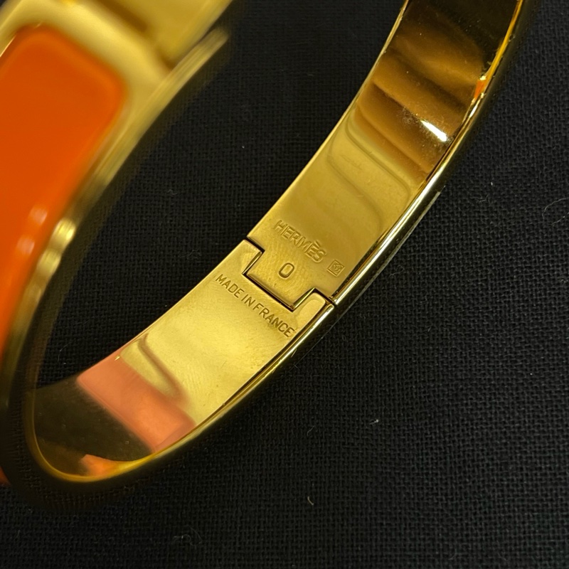 Hermès 愛馬仕經典 H橙色琺瑯手鐲-6