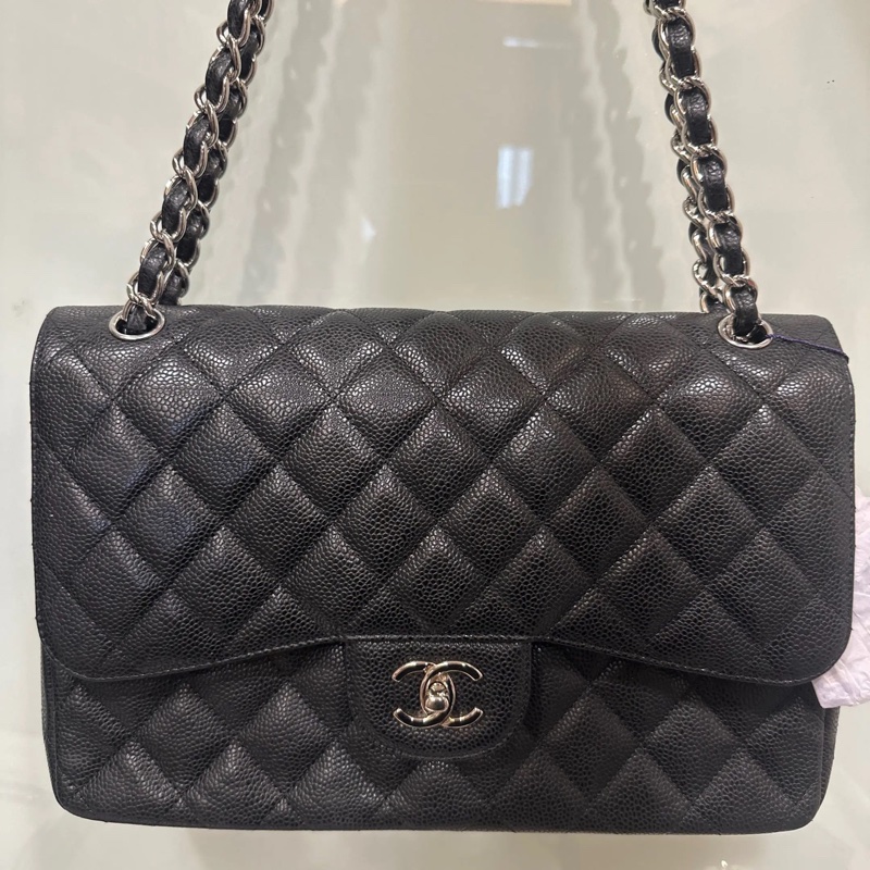 CHANEL 香奈兒 黑銀荔枝牛皮CF JUMBO 15開 無卡。-2