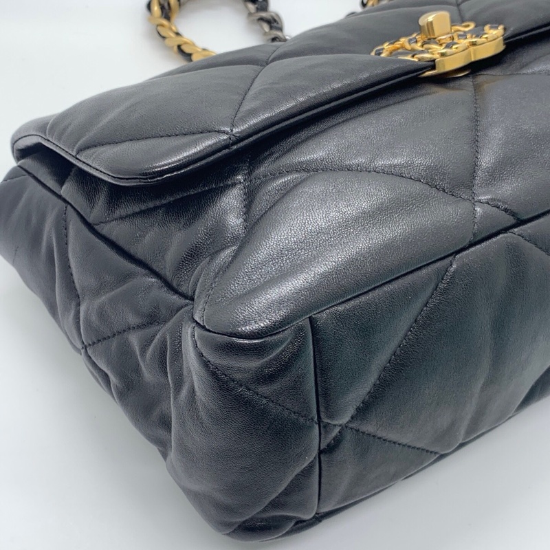 CHANEL香奈兒 19Bag 菱格紋 小羊皮 口蓋包手提斜挎單肩包 中號 芯片款-4