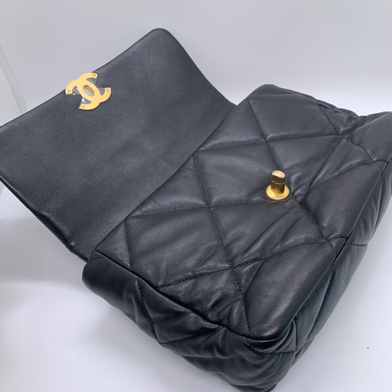 CHANEL香奈兒 19Bag 菱格紋 小羊皮 口蓋包手提斜挎單肩包 中號 芯片款-6