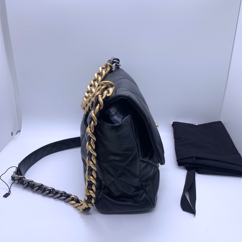 CHANEL香奈兒 19Bag 菱格紋 小羊皮 口蓋包手提斜挎單肩包 中號 芯片款-7