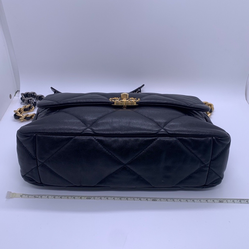 CHANEL香奈兒 19Bag 菱格紋 小羊皮 口蓋包手提斜挎單肩包 中號 芯片款-8