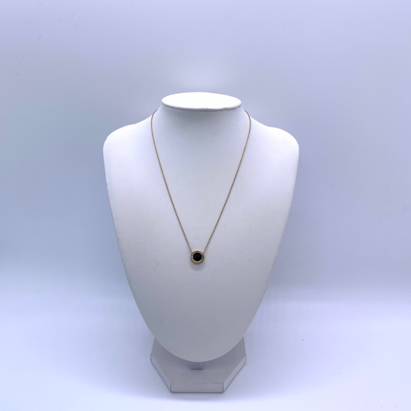 Tiffany 蒂芙尼T系列黑瑪瑙圓餅手鍊，18K黃金材質，經典T字母設計，黑色瑪瑙圓盤，鑲鑽點綴，無附件-2
