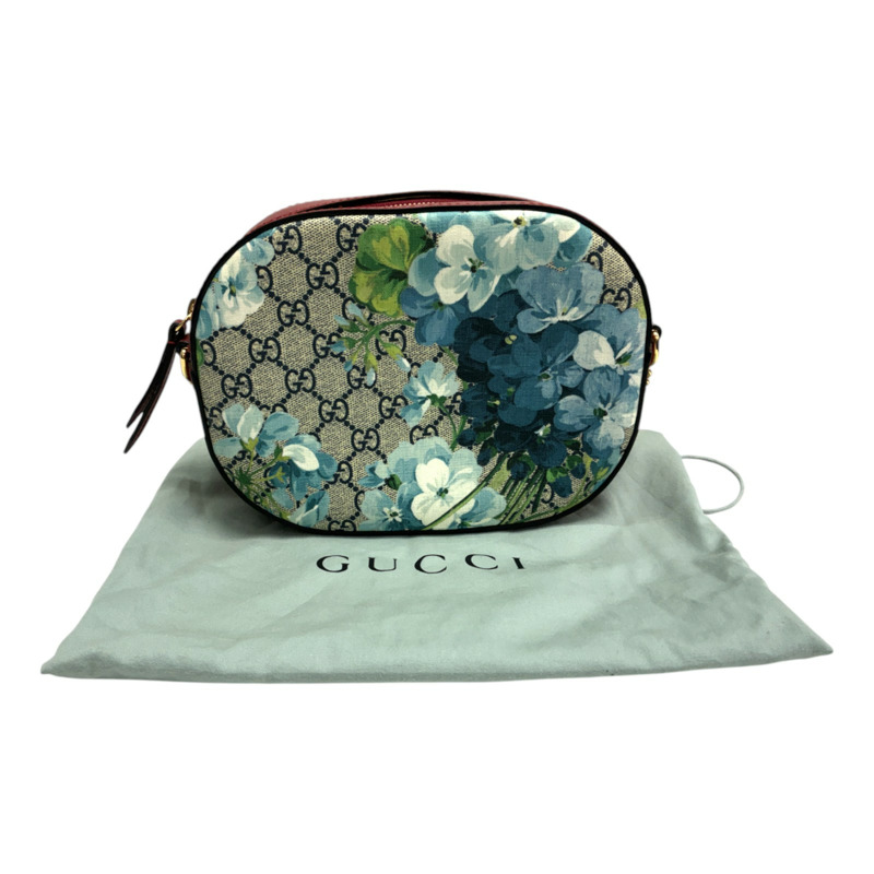 紅色 牛皮 藍色 印花 帆布 GG Supreme Blooms【GUCCI 古馳】 409535-8
