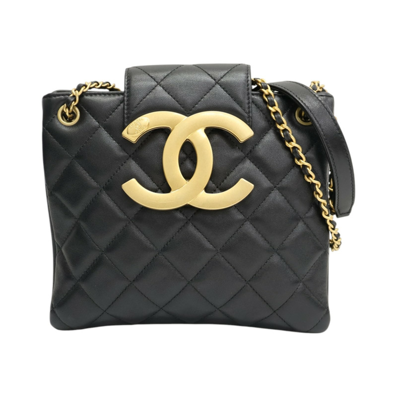 黑色 菱格紋羊皮 Chain Crossbody 肩背包 【CHANEL 香奈兒】 AS4596-0