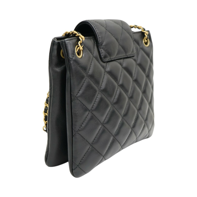 黑色 菱格紋羊皮 Chain Crossbody 肩背包 【CHANEL 香奈兒】 AS4596-1