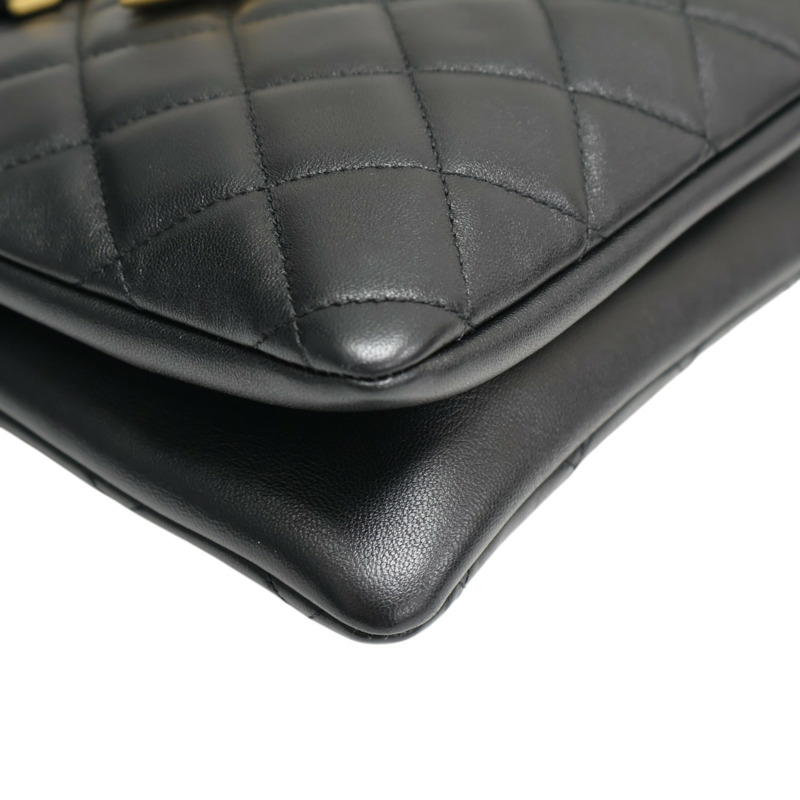 黑色 菱格紋羊皮 Chain Crossbody 肩背包 【CHANEL 香奈兒】 AS4596-9