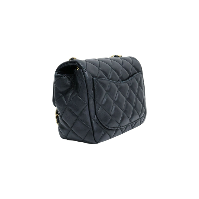 黑色羊皮 金球方胖子 COCO Mini 肩背包【CHANEL 香奈兒】 AS1786-1