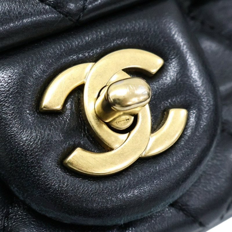 黑色羊皮 金球方胖子 COCO Mini 肩背包【CHANEL 香奈兒】 AS1786-7