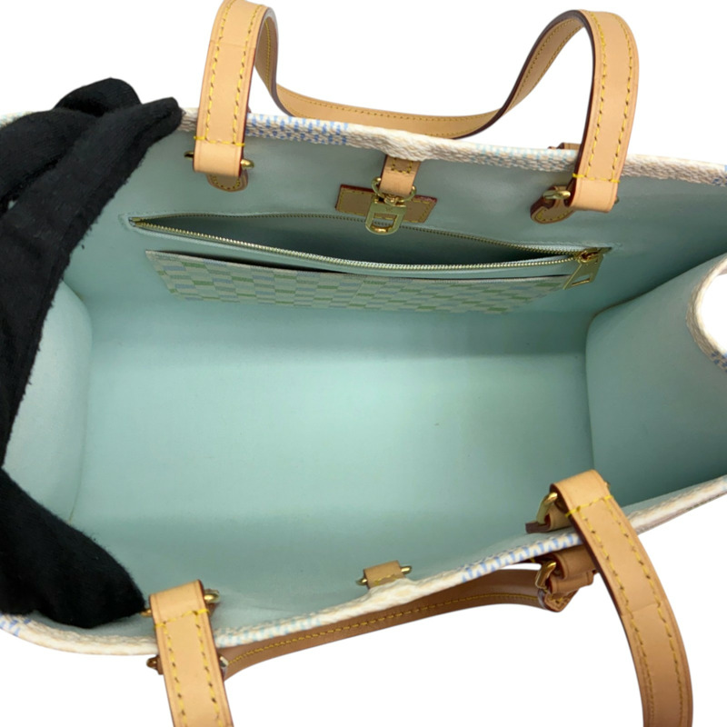 米色/藍色/綠色 大格紋 帆布 OnTheGo MM 兩用包【LOUIS VUITTON LV 路易威登】 N40518-2