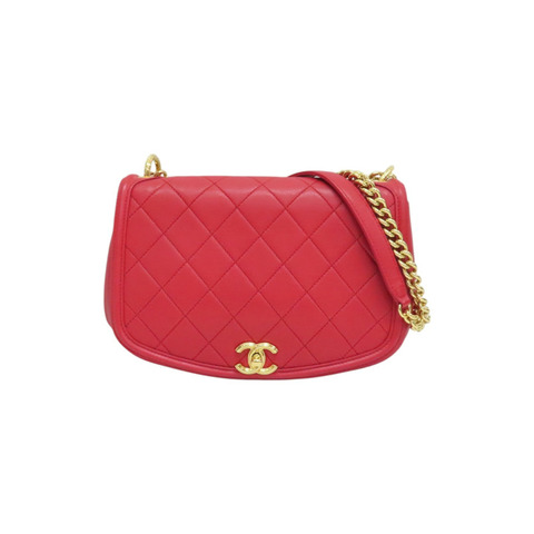 紅色牛皮 Underline Saddle Flap 肩背包【CHANEL 香奈兒】