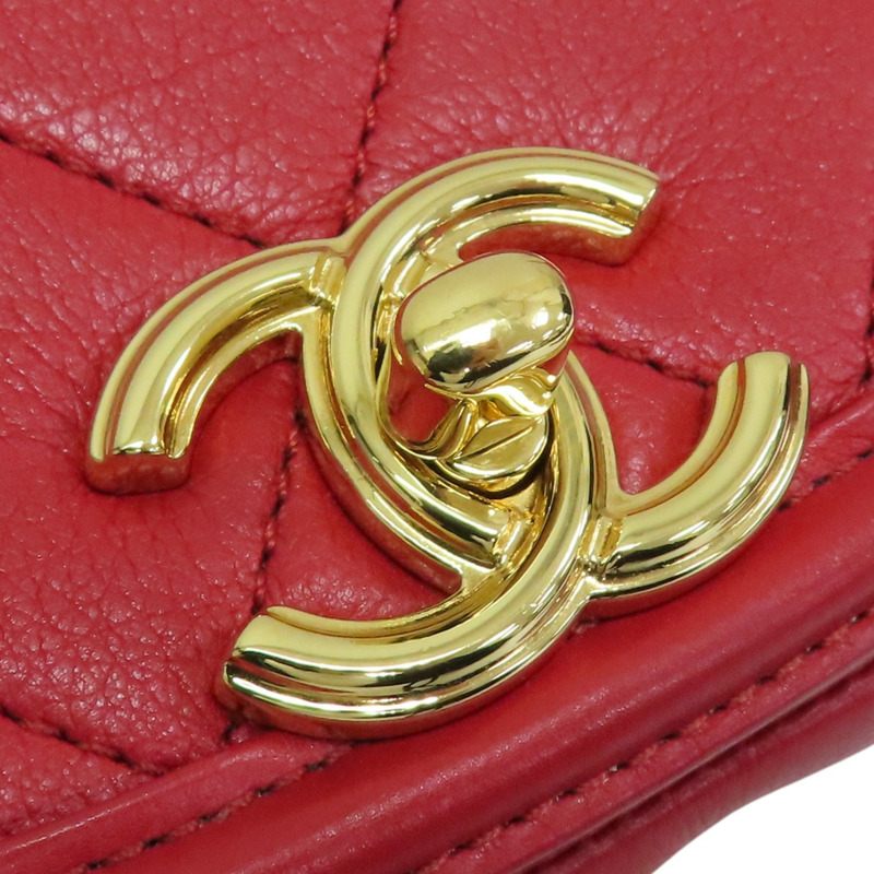 紅色牛皮 Underline Saddle Flap 肩背包【CHANEL 香奈兒】-8