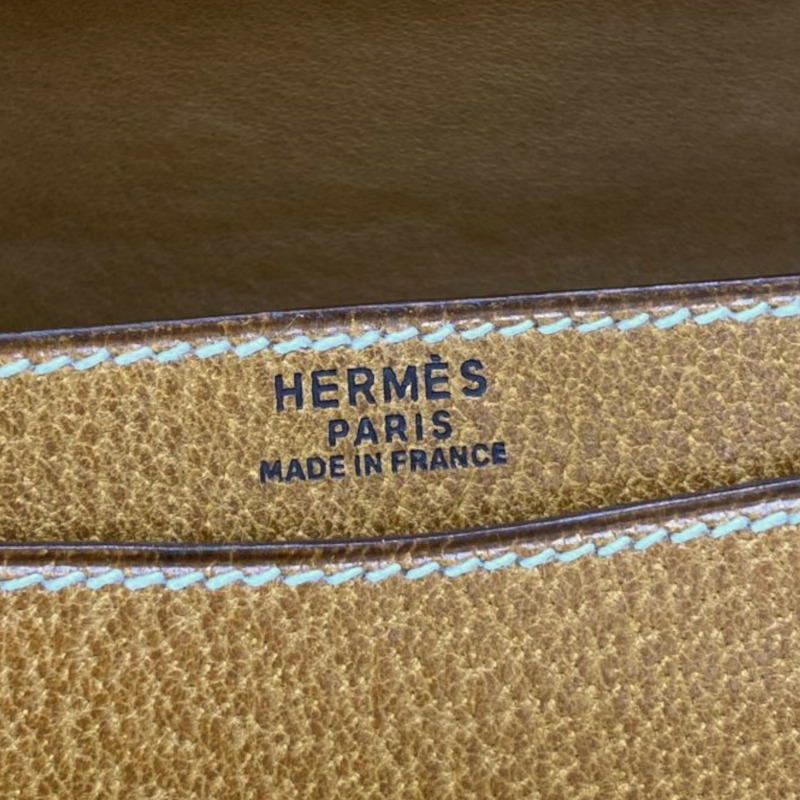 金棕色 牛皮 Frigate 手提包 〇V刻【HERMES 愛馬仕】-4