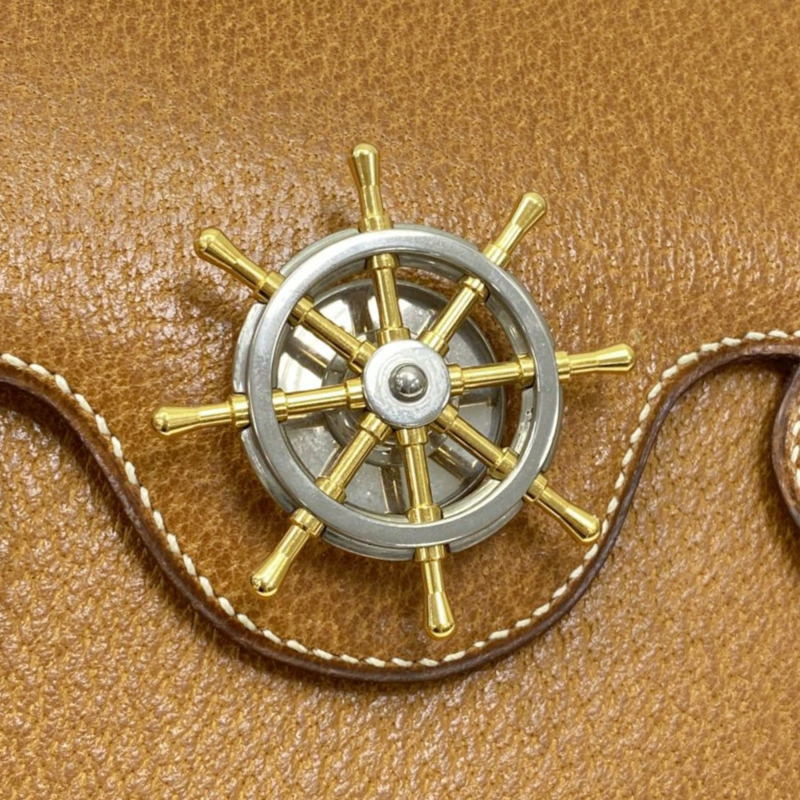 金棕色 牛皮 Frigate 手提包 〇V刻【HERMES 愛馬仕】-6