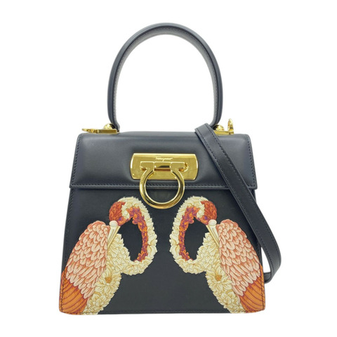 黑色 牛皮 Iconic Top Handle 兩用包【Salvatore Ferragamo 費拉格慕】 212986