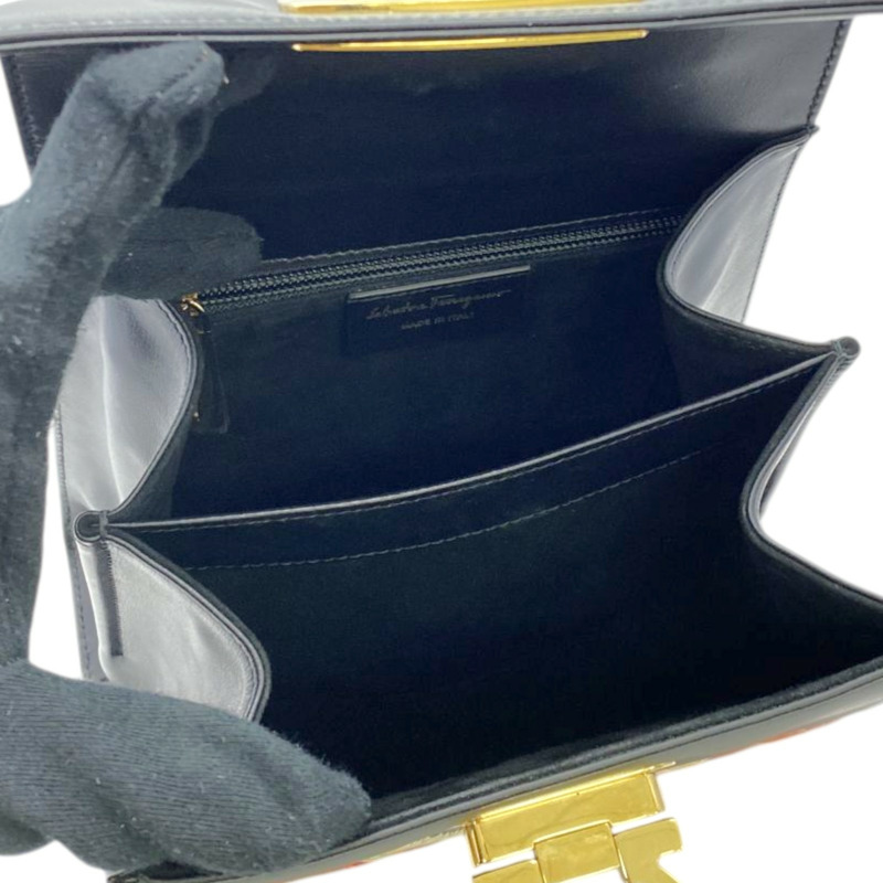 黑色 牛皮 Iconic Top Handle 兩用包【Salvatore Ferragamo 費拉格慕】 212986-2