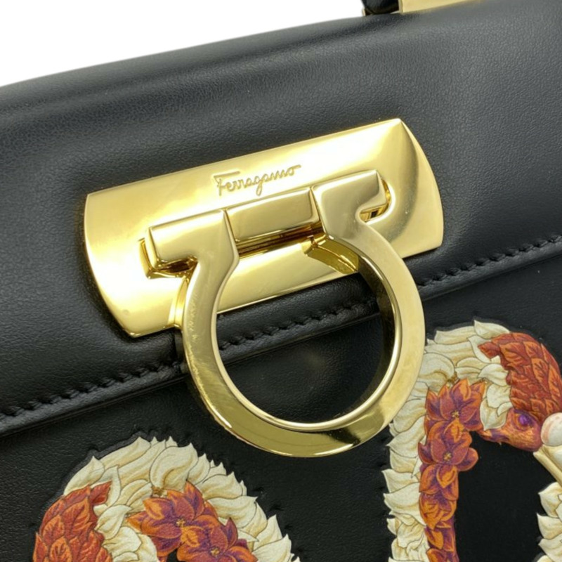 黑色 牛皮 Iconic Top Handle 兩用包【Salvatore Ferragamo 費拉格慕】 212986-5