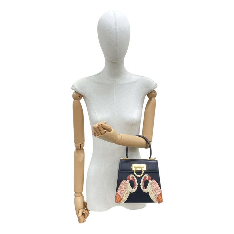 黑色 牛皮 Iconic Top Handle 兩用包【Salvatore Ferragamo 費拉格慕】 212986-8