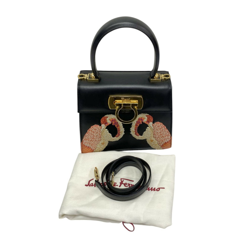 黑色 牛皮 Iconic Top Handle 兩用包【Salvatore Ferragamo 費拉格慕】 212986-9