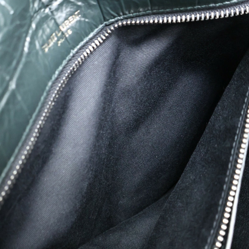 深綠色 牛皮 鱷魚皮壓紋 NIKI 肩背包【SAINT LAURENT YSL 聖羅蘭 】 633150-5