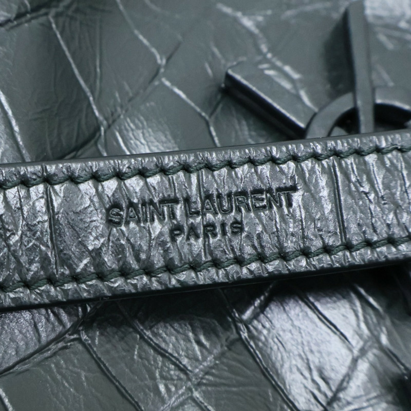 深綠色 牛皮 鱷魚皮壓紋 NIKI 肩背包【SAINT LAURENT YSL 聖羅蘭 】 633150-8