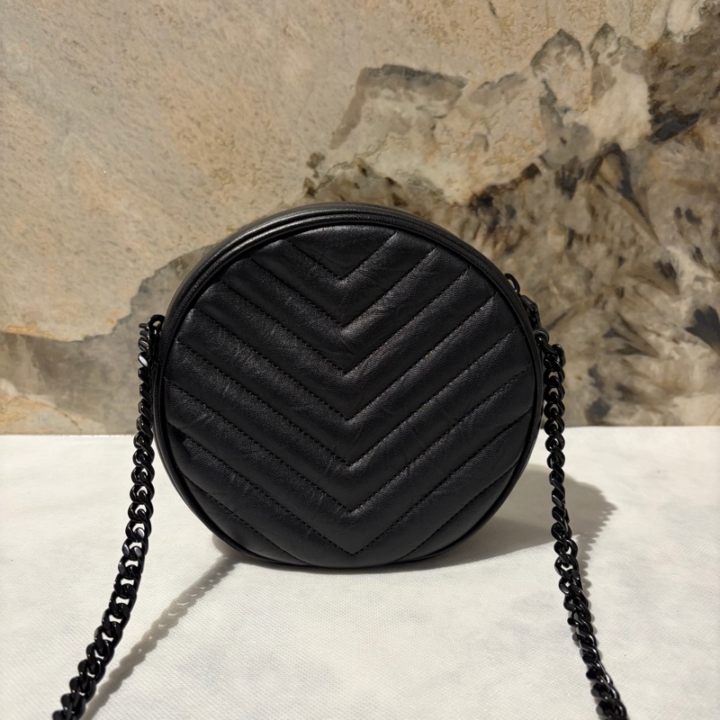 YSL Soblack黑鏈圓餅斜背包-2
