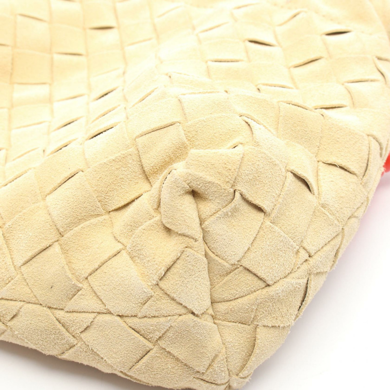 BOTTEGA VENETA Intrecciato 斜背包，麂皮材質，米色/紅色，二手女款-4